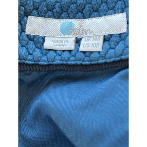 Boden Agnes Dress Womens 10 Blue Jacquard Textured Stretch Deep Pockets - Picture 7 of 10